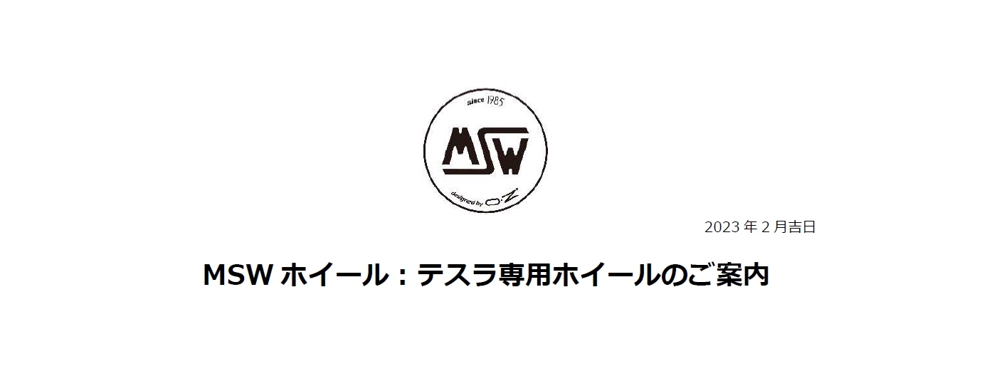 テスラ専用 MSWホイールのご案内